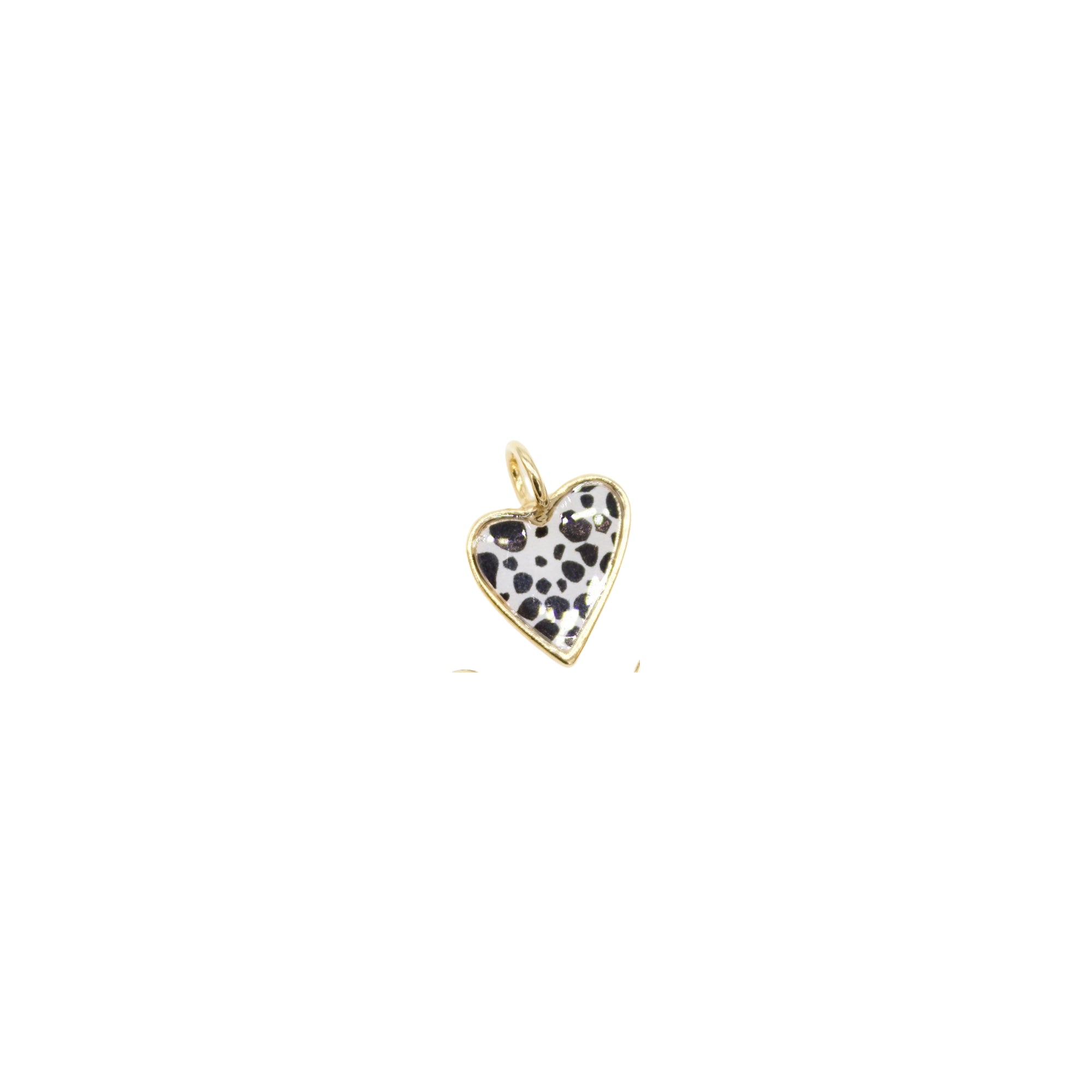 18K Gold Filled Zebra, Cheetah, Leopard, Dalmatian Print Heart Pendant (A3)