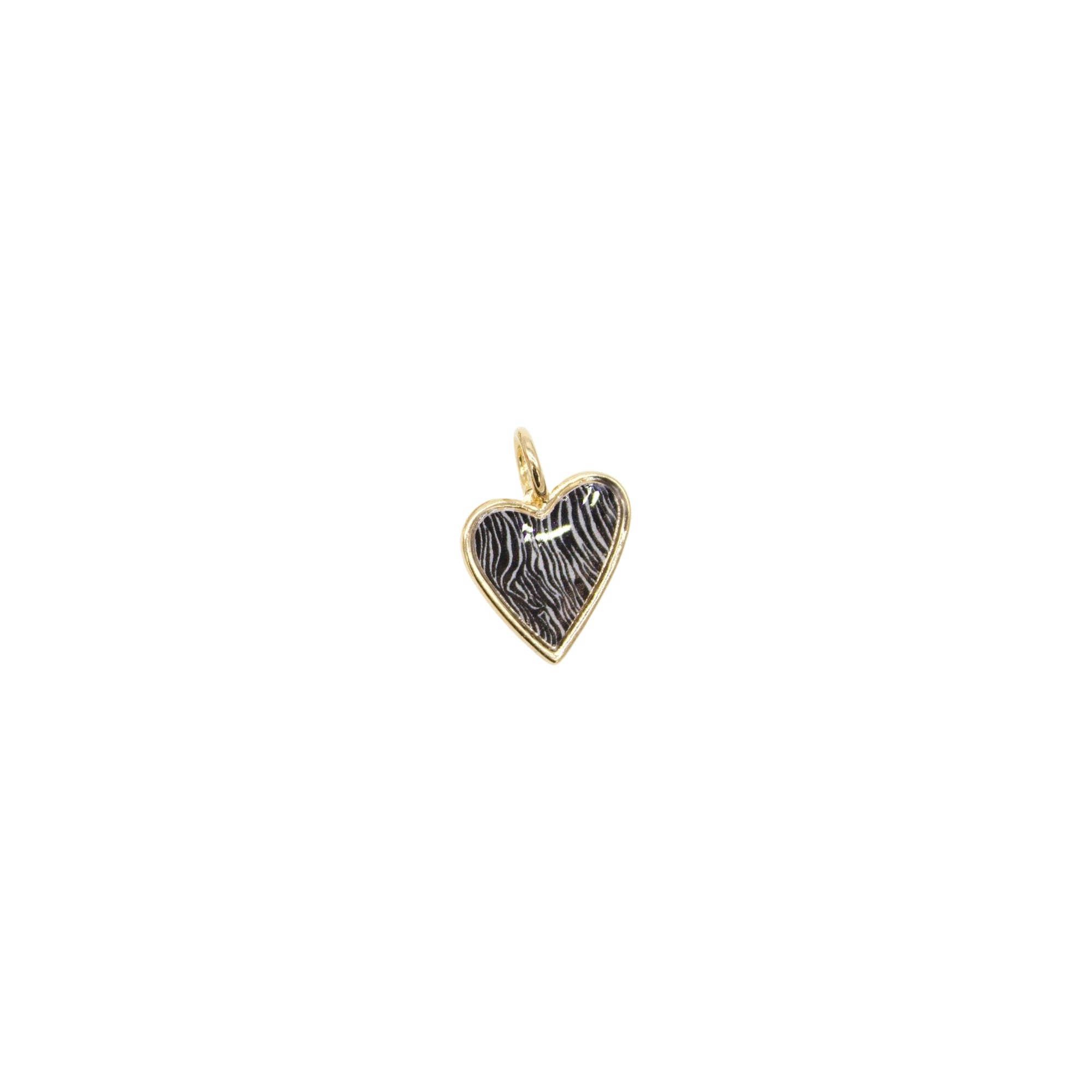 18K Gold Filled Zebra, Cheetah, Leopard, Dalmatian Print Heart Pendant (A3)