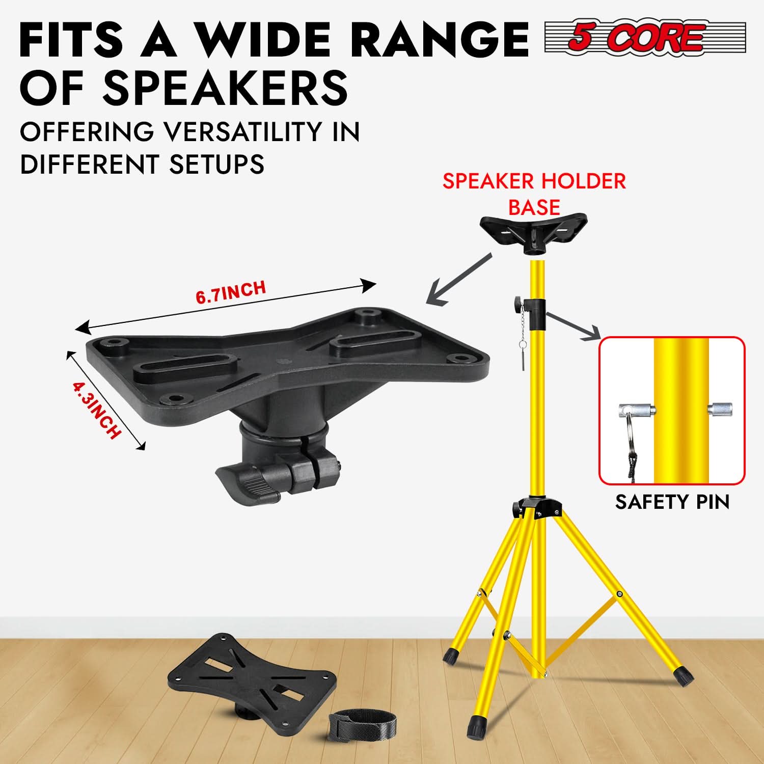 5 Core Speaker Stand Height Adjustable PA DJ Tripod Studio Monitor Stands w 35mm Compatible Insert
