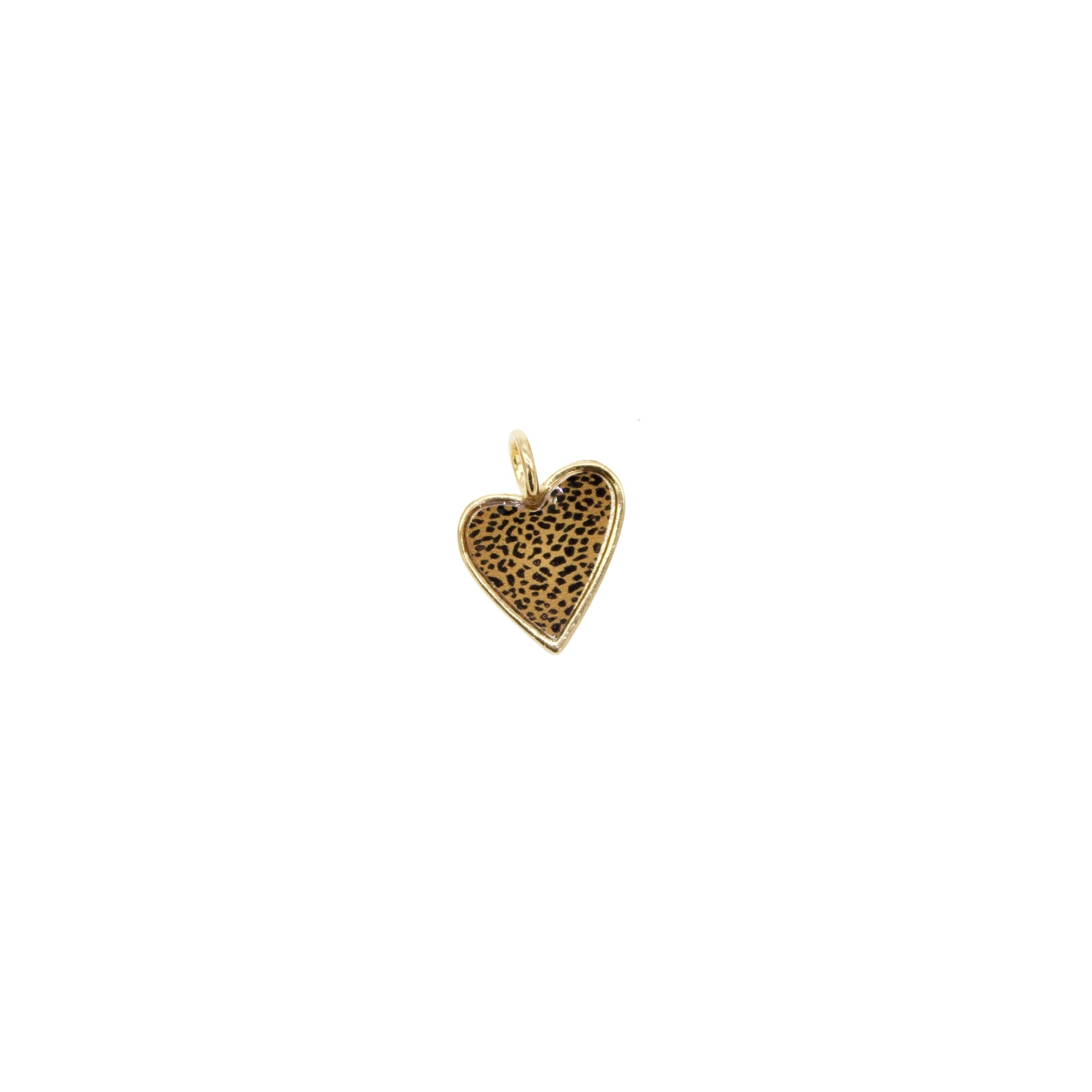 18K Gold Filled Zebra, Cheetah, Leopard, Dalmatian Print Heart Pendant (A3)