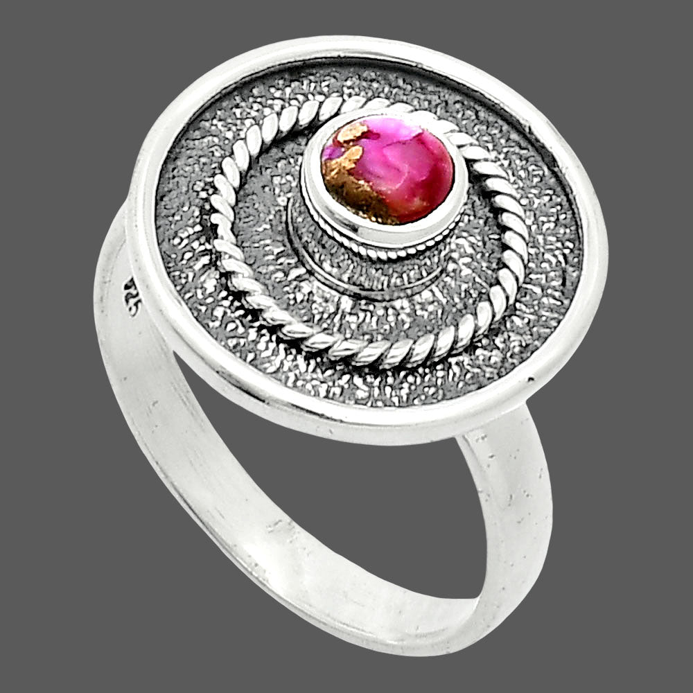 Kingman Pink Dahlia Turquoise Ring size-8 R-1439 SDR244318