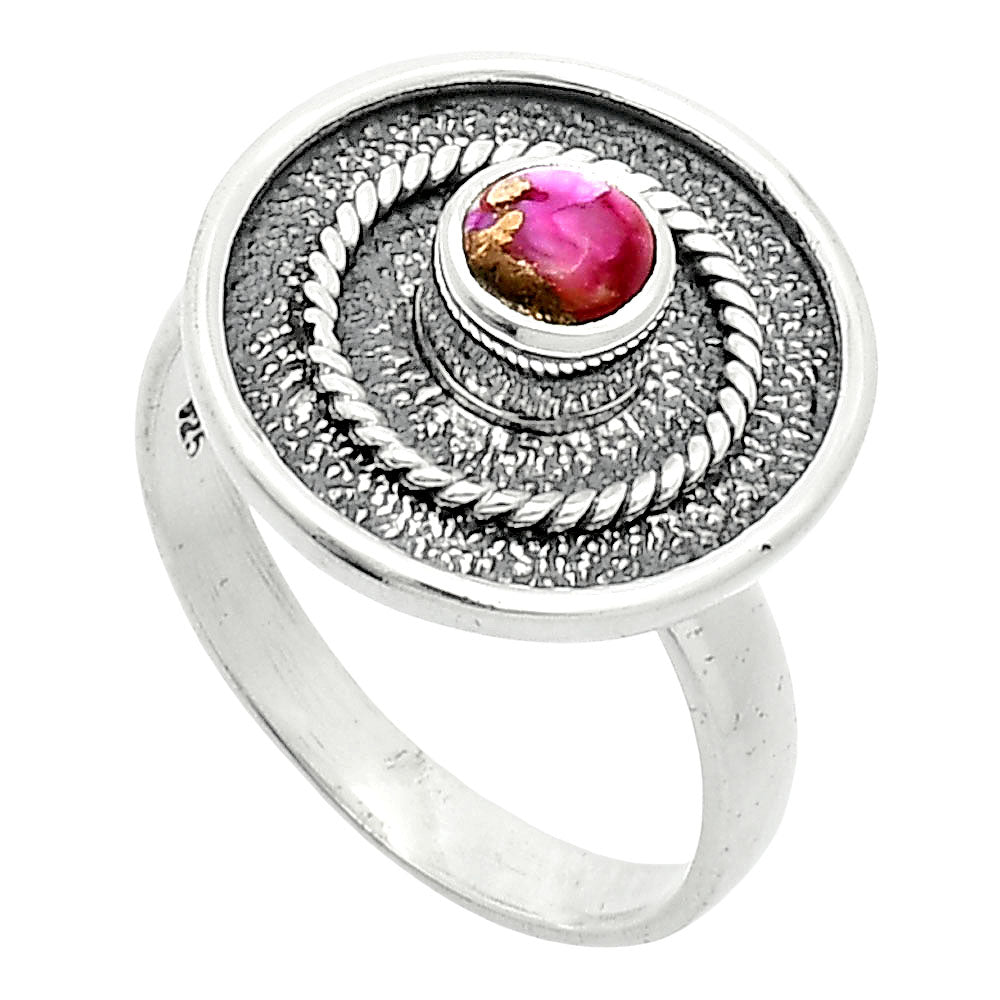 Kingman Pink Dahlia Turquoise Ring size-8 R-1439 SDR244318