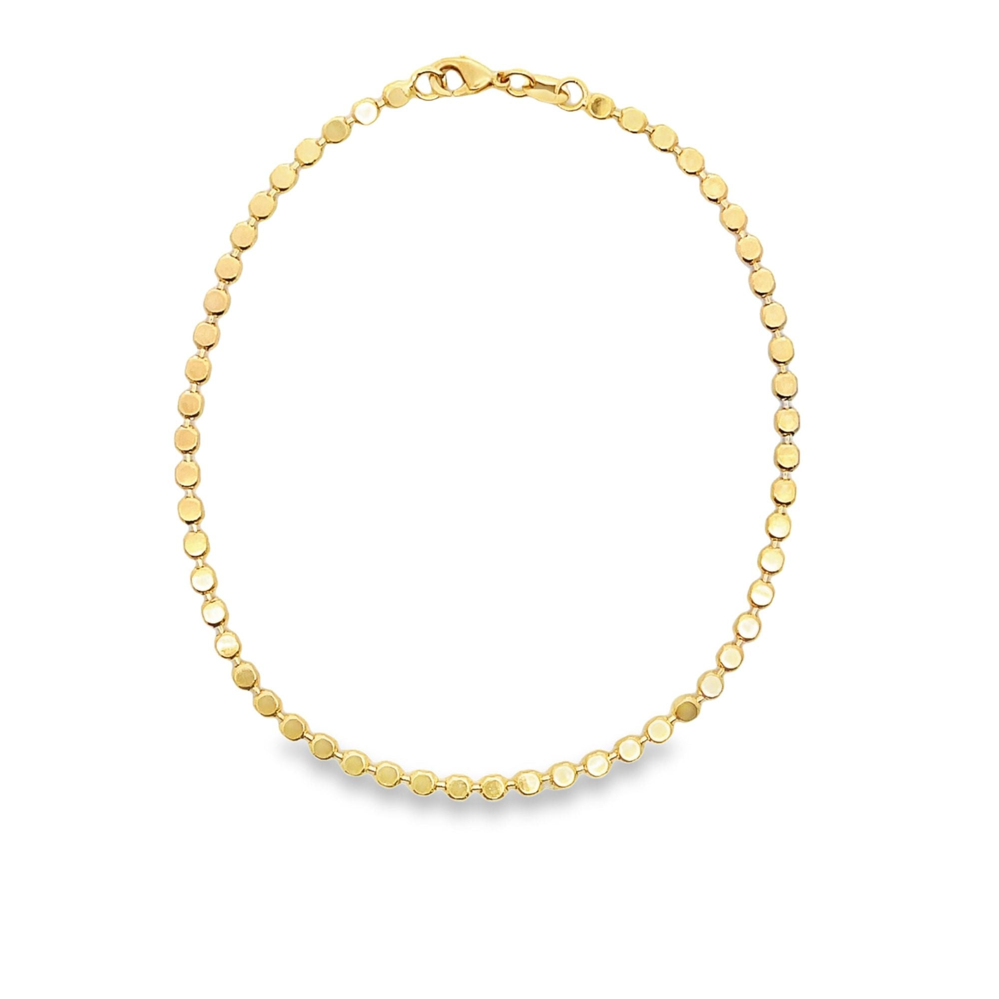 18K Gold Filled Flat Ball Disc Anklet (E199A)