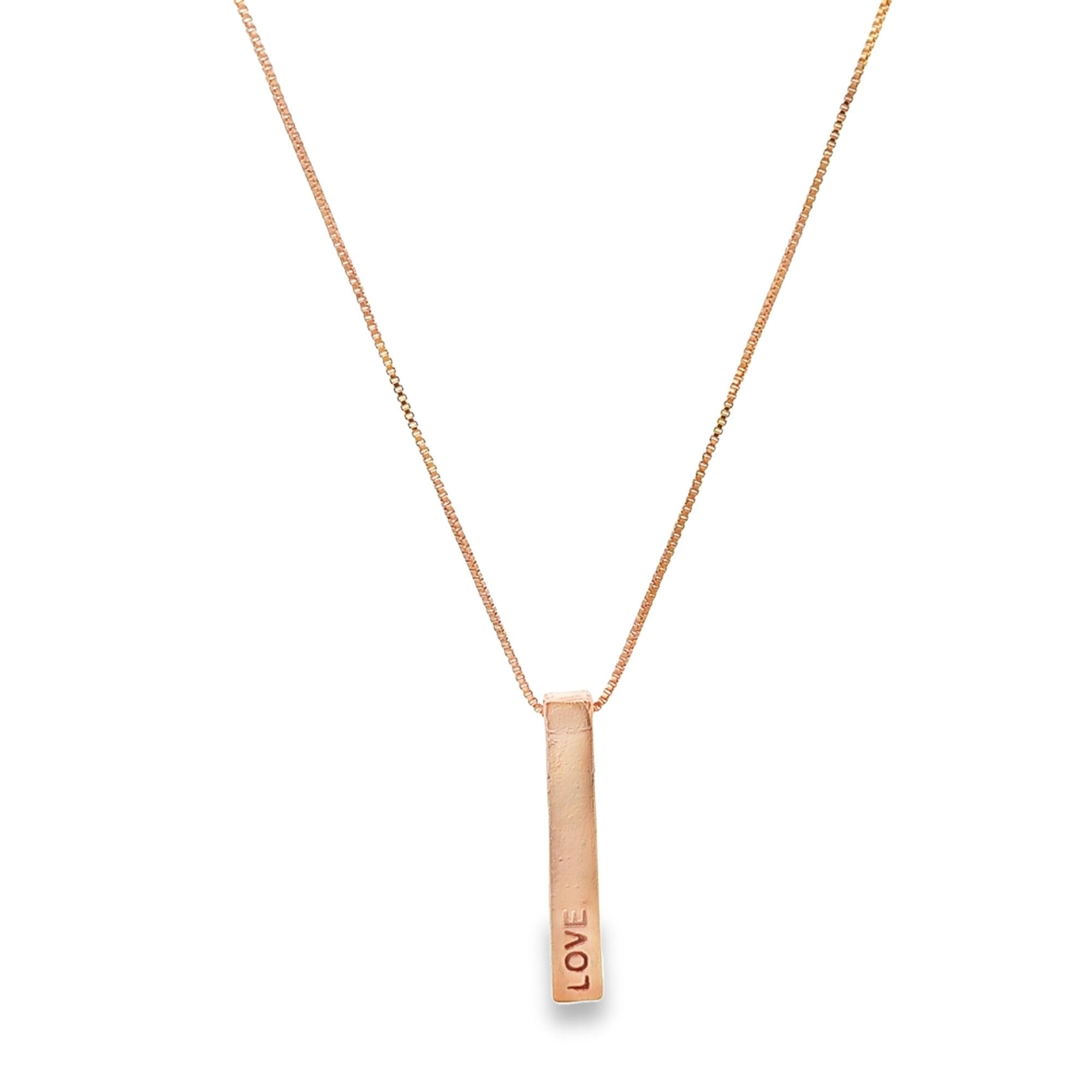 Dainty Box Chain "Love" Block Charm Necklace (G131)