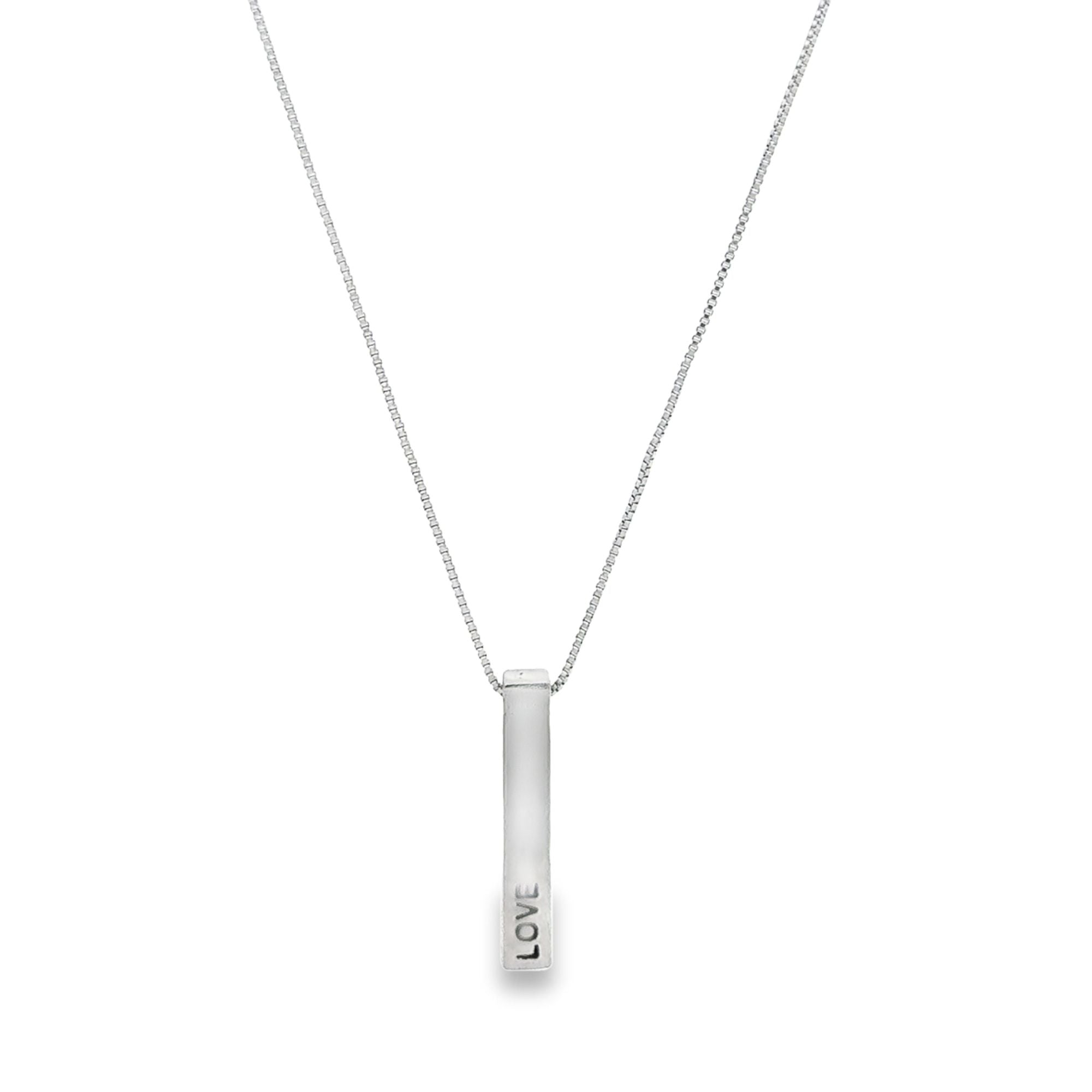 Dainty Box Chain "Love" Block Charm Necklace (G131)
